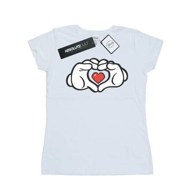 Disney Dam/Dam Musse Pigg Hjärta Händer Bomulls T-shirt XL White XL