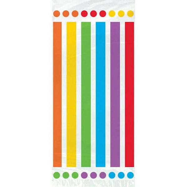Unik fest regnbågsrandig cellofan presentpåse (20-pack) O Multicoloured One Size