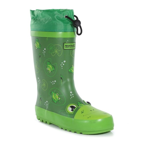 Regatta Childrens/Kids Mudplay Jnr Frog Square Wellington Boots Frog Green 2 UK