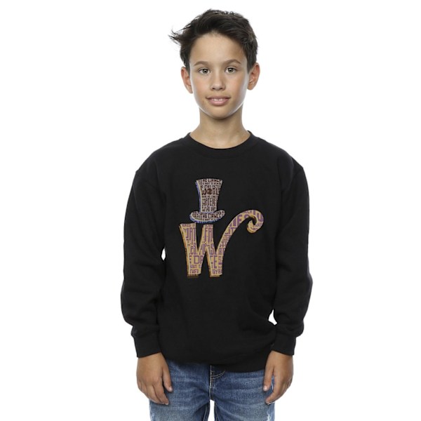 Willy Wonka Boys W Logo Hat Sweatshirt 12-13 år Svart Black 12-13 Years