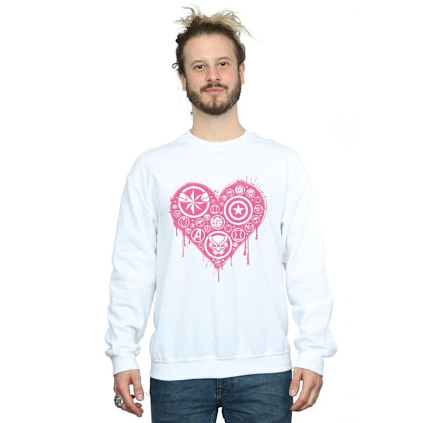 Marvel Mens I Heart Avengers Sweatshirt M Vit White M