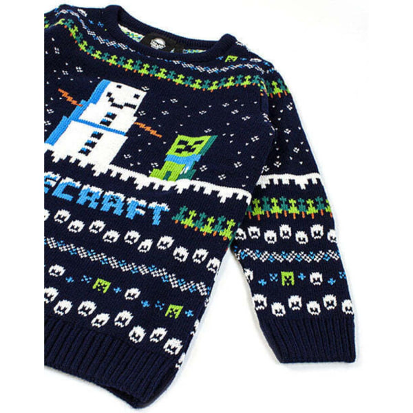 Minecraft barn/barn Snowy Knitted Christmas Jumper 11-12 Y Navy/Green/White 11-12 Years