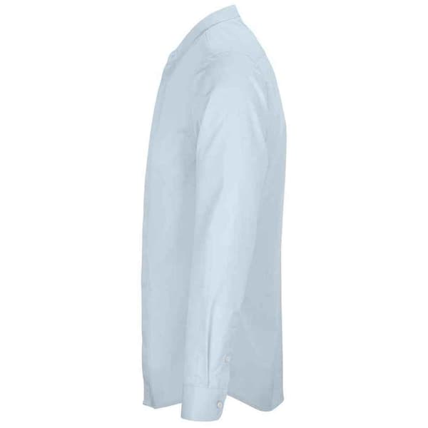 NEOBLU Herr Poplin Bart Mao Krage Långärmad Formal Skjorta M Soft Blue M