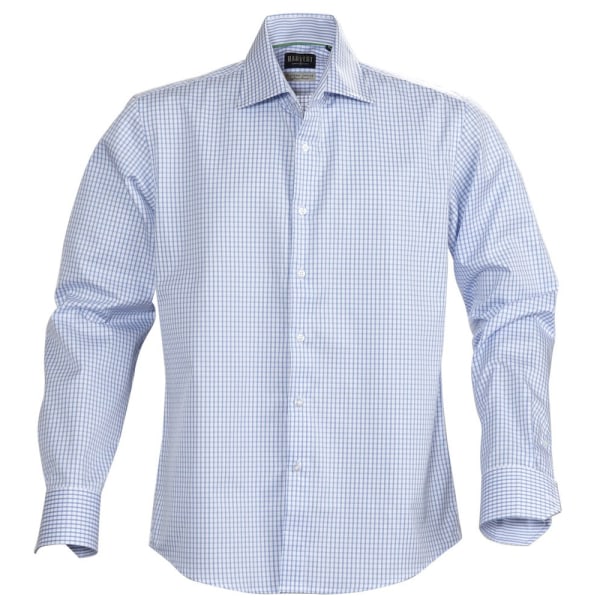 James Harvest Mens Tribeca Rutig formell skjorta XL ljusblå Light Blue XL