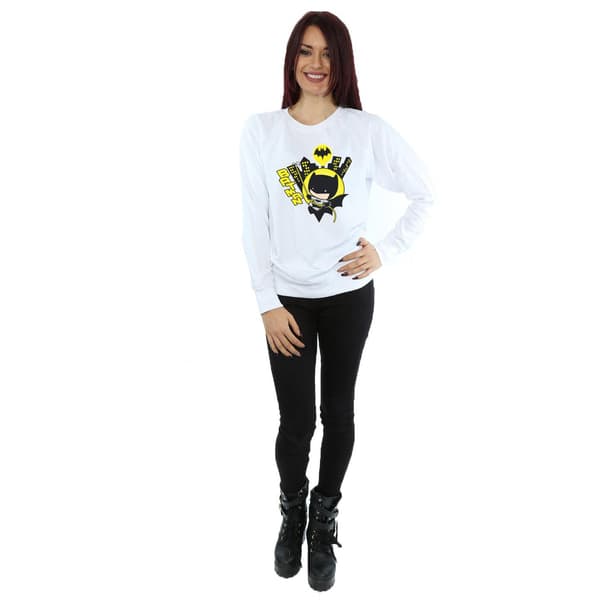 DC Comics Dam/Dam Chibi Batman Swinging Sweatshirt L Vit White L