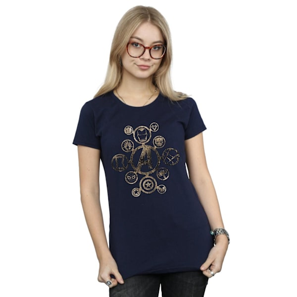 Avengers Infinity War Dam T-shirt i bomull för kvinnor/damer med ikoner, XL, marinblå Navy Blue XL