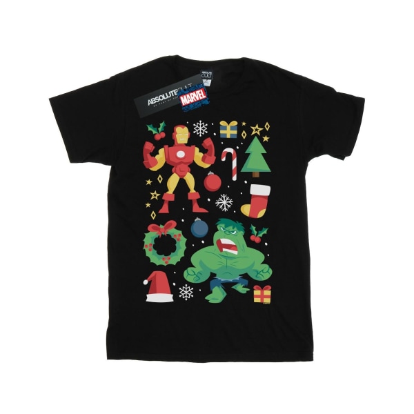 Marvel Boys Iron Man And Hulk Christmas Day T-shirt 7-8 år B Black 7-8 Years