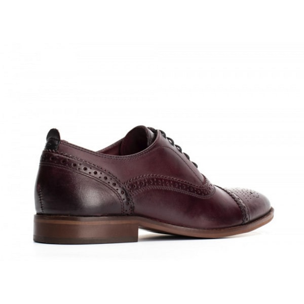 Base London Herr Cast Washed Snörning Läder Brogue Sko 9 UK D Dark Red 9 UK