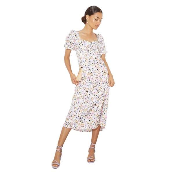 Dorothy Perkins Dam/Dam Floral Sweetheart Petite Puffed M White 8 UK