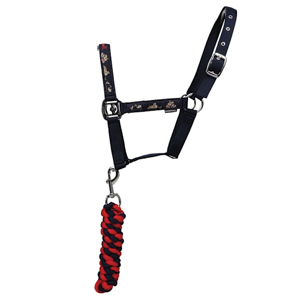 Thelwell Practice Makes Perfect Hästgrimma och Ledrep S Navy/Red Small Pony