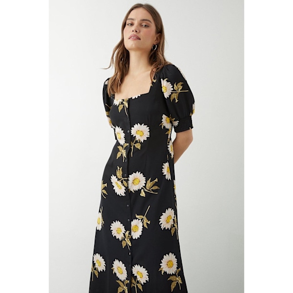 Dorothy Perkins Dam/Dam Floral Button-Down Midi Klänning 12 Black 12 UK