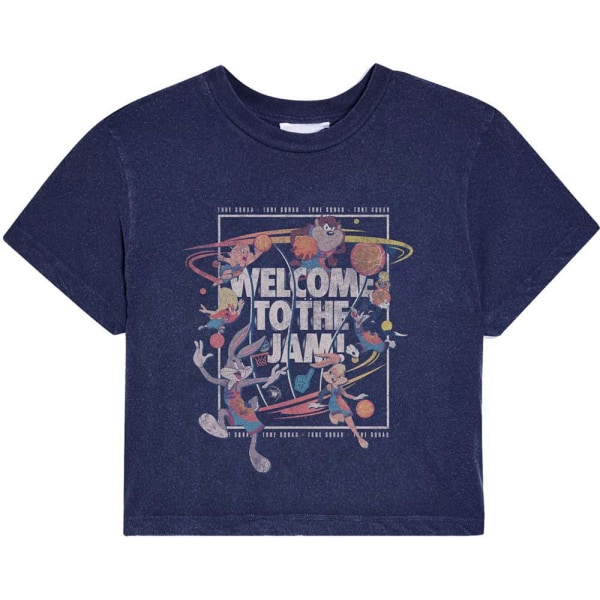 Space Jam Damer/Ladies Welcome To The Jam Character Cotton Cro Navy Blue M