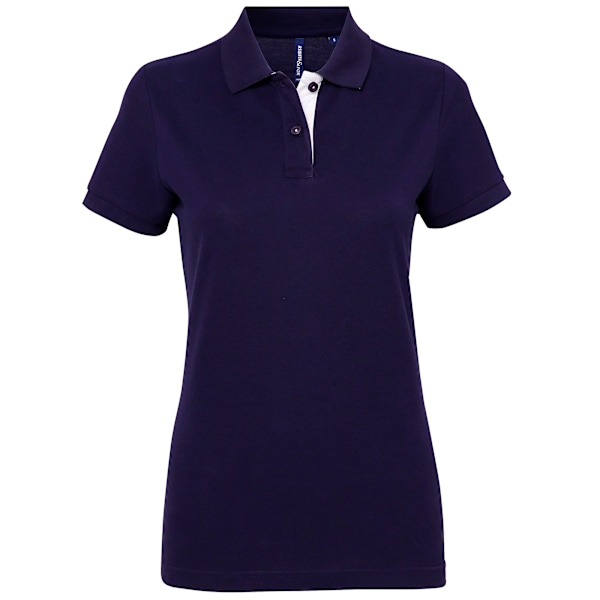 Asquith & Fox Dam/Dam Short Sleeve Contrast Polo Shirt 2X Navy/ White 2XL