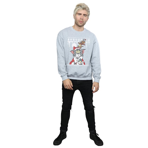 Tom And Jerry Herr Jul Fair Isle Sweatshirt S Sports Grey Sports Grey S