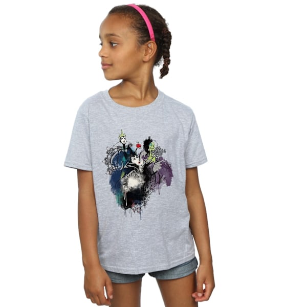 Disney Girls Villains Sketch Bomull T-shirt 9-11 År Sport G Sports Grey 9-11 Years