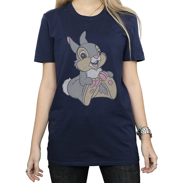 Bambi Dam/Dam Classic Thumper Bomull Boyfriend T-shirt 3X Navy Blue 3XL