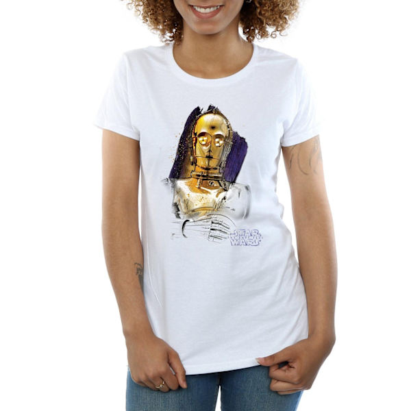 Star Wars Dam/Kvinnor The Last Jedi C-3PO Borstad Bomull T-Sh White M
