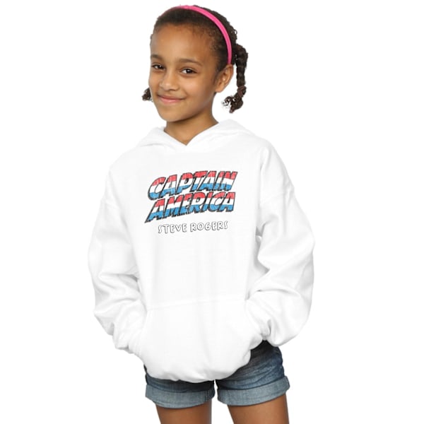 Marvel Girls Captain America AKA Steve Rogers Hoodie 5-6 år White 5-6 Years