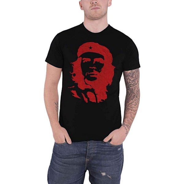 Che Guevara Unisex Vuxen Röd På Svart Bomull T-Shirt M Svart Black M