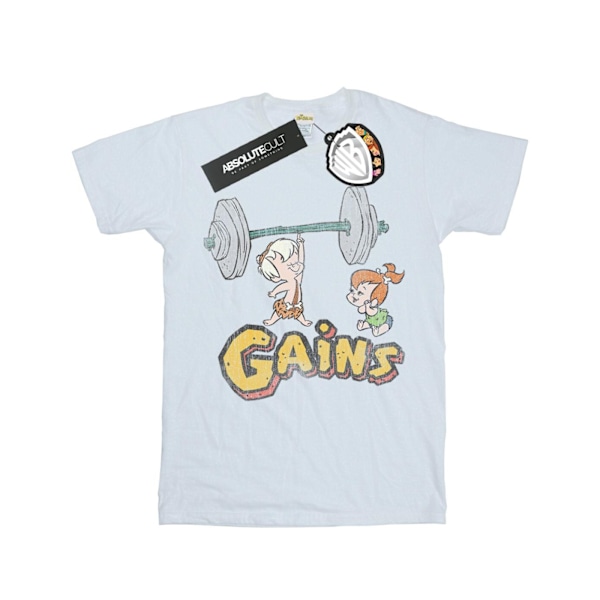 The Flintstones Girls Bam Bam Gains Distressed Cotton T-Shirt 7 White 7-8 Years