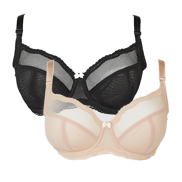 Underbar Tabitha BH utan Vaddering för Dam/Kvinnor (2-pack) 34FF Fawn/Black 34FF