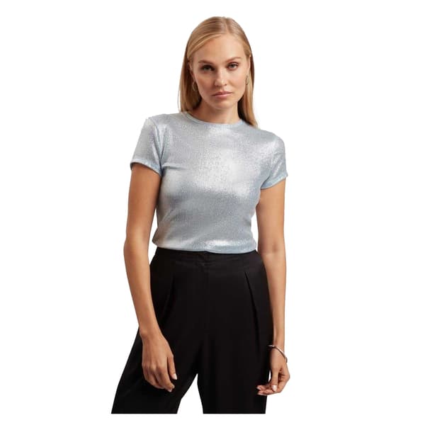 Ted Baker Dam/Dam Metallic Slim T-shirt 8 UK Blå Blue 8 UK