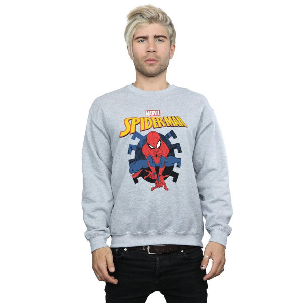 Marvel Mens Spider-Man Web Shooting Emblem Logo Sweatshirt L Sp Sports Grey L