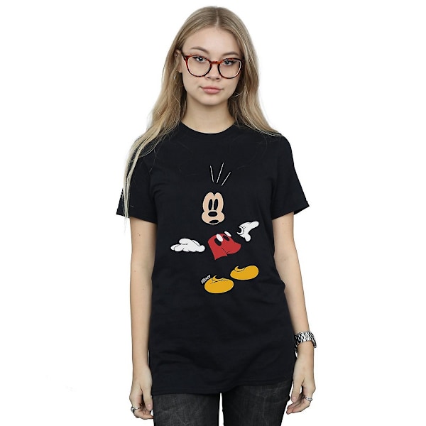 Disney Dam/Damer Mickey Mouse Överraskad Bomull Pojkvän T- Black XXL