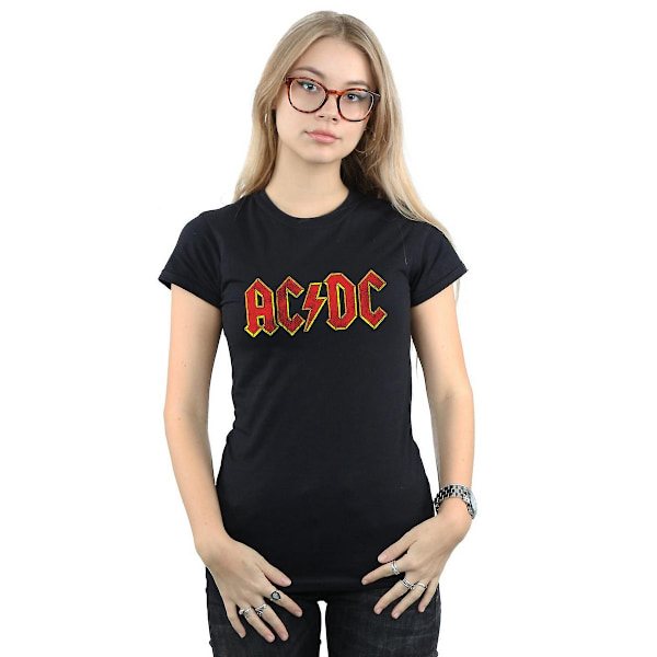 AC/DC Dam/Dam Distressed Logo Bomull T-shirt S Svart/Röd Black/Red S