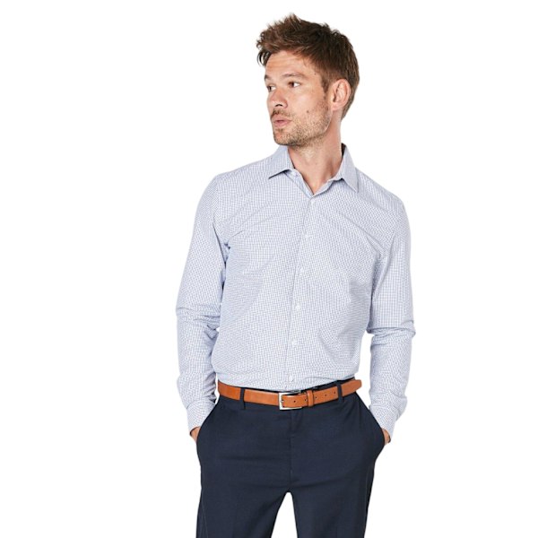 Burton Herr Checked Easy-Iron Slim Formal Shirt 16in Blå Blue 16in