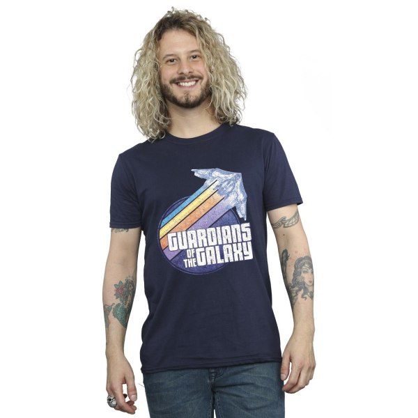 Guardians Of The Galaxy Mens Badge Rocket T-Shirt XXL Marinblå Navy Blue XXL