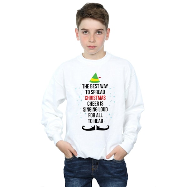 Elf Boys Christmas Cheer Text Sweatshirt 7-8 år Vit White 7-8 Years