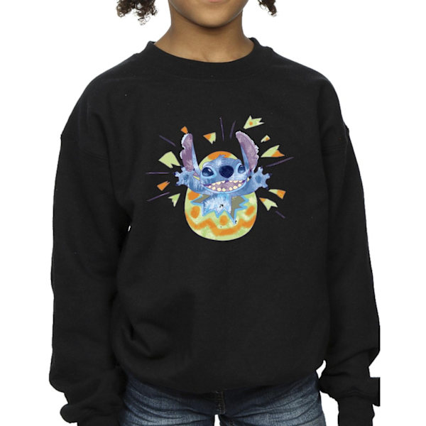 Disney Flickor Lilo & Stitch Knäckt Ägg Sweatshirt 7-8 År Svart Black 7-8 Years