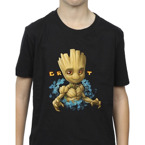 Guardians Of The Galaxy Pojkar Groot Blommor T-Shirt 7-8 År Bl Black 7-8 Years