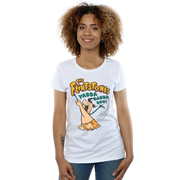 The Flintstones Dam/Damer Fred Yabba Dabba Doo Bomull T-shirt White L