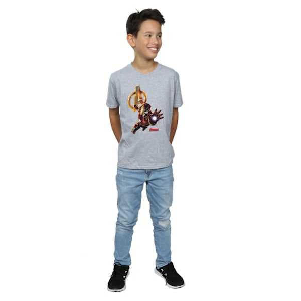 Marvel Boys Iron Man Pose T-shirt 7-8 år Sports Grey Sports Grey 7-8 Years