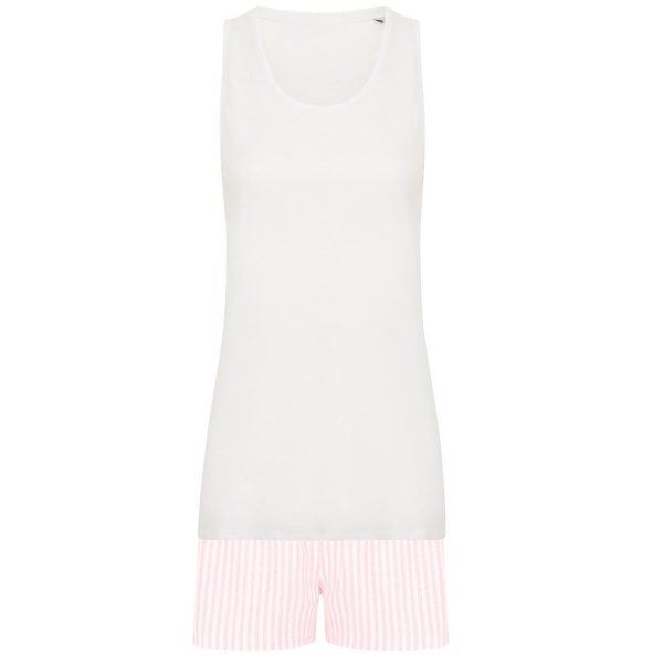 Towel City Dam/Dam Stripe Kort Pyjamas Set 10 UK Vit/Rosa White/Pink 10 UK