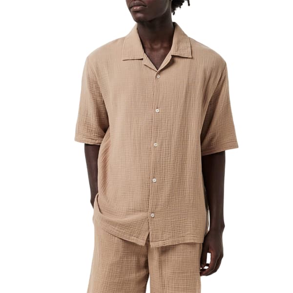 Albam Herrskjorta Crinkle Relaxed Fit M Varm Beige Warm Beige M
