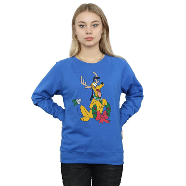 Disney Womens/Ladies Pluto Christmas Reindeer Sweatshirt XXL Ro Royal Blue XXL