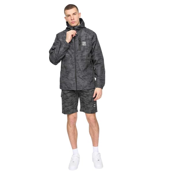 Crosshatch Herr Janscore Heltäckande Tryckt Polyester Huva Jacka Black XL