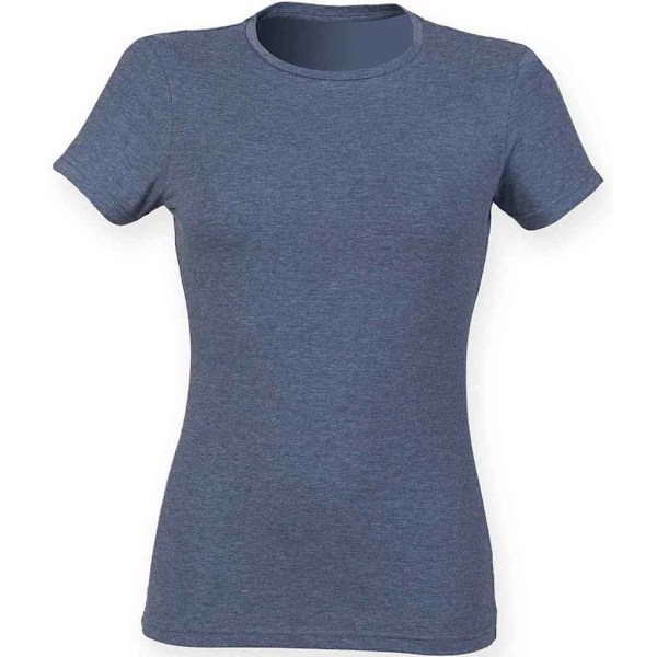 Skinni Fit Dam/Kvinnor Feel Good Heather T-Shirt 8 UK Heather Heather Navy 8 UK