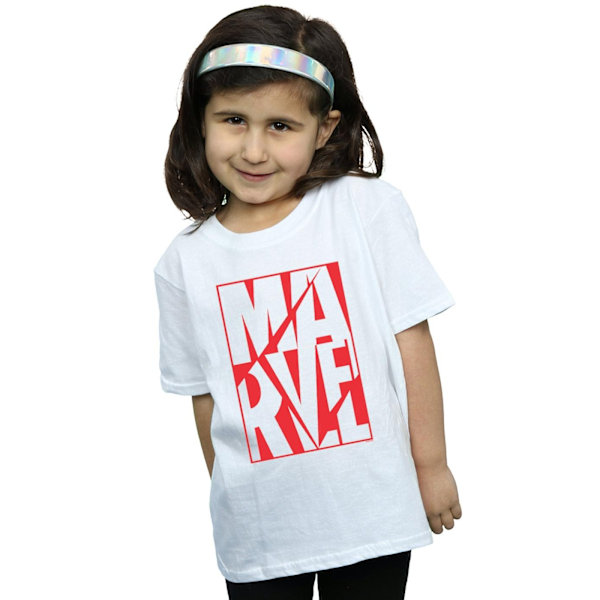 Marvel Girls Portrait Logo Bomull T-shirt 7-8 år Vit White 7-8 Years