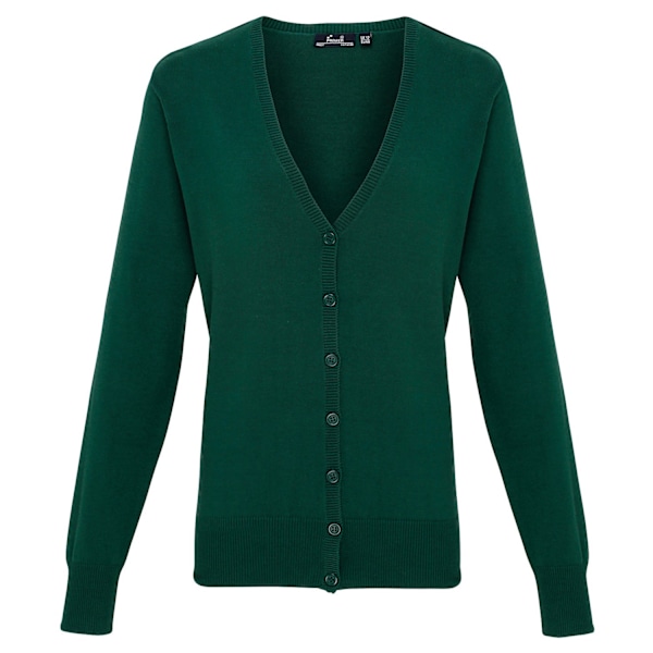 Premier Dam/Dam Cotton Acrylic V-hals Cardigan 18 UK Flaskegrøn Bottle Green 18 UK