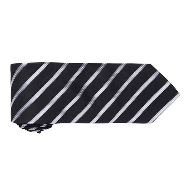 Premier Mens Sports Stripe Pattern Formal Work Tie One Size Bla Black/ Silver One Size