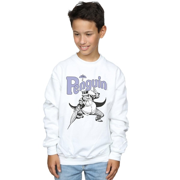 DC Comics Pojkar Pingvin Mono Action Pose Sweatshirt 7-8 År Wh White 7-8 Years