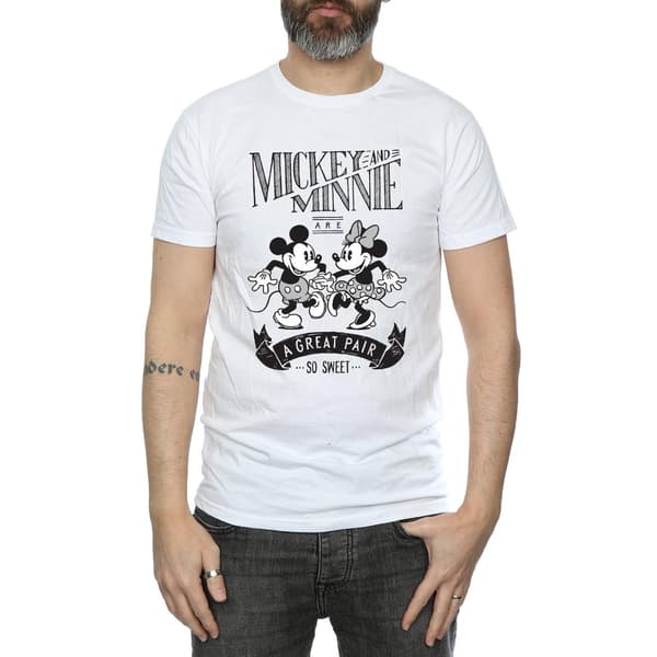 Disney Herr Mickey Och Minnie Mouse Great Pair T-Shirt S Vit White S