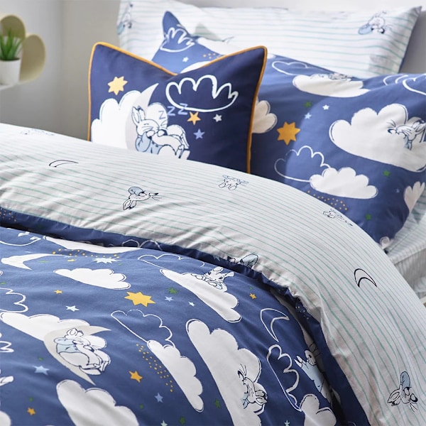 Peter Rabbit Sleepy Head Påslakan Set Enkelsäng Blå Blue Single