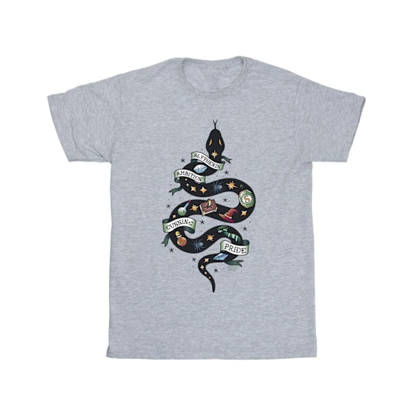 Harry Potter T-shirt i bomull med Slytherin-skiss för flickor, 7-8 år, sportgrå Sports Grey 7-8 Years