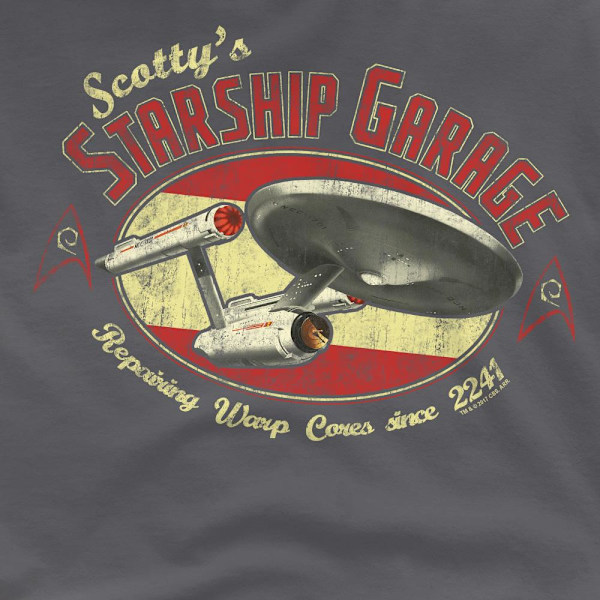 Star Trek Herr Scotty´s Garage T-Shirt M Gråmelerad Charcoal M