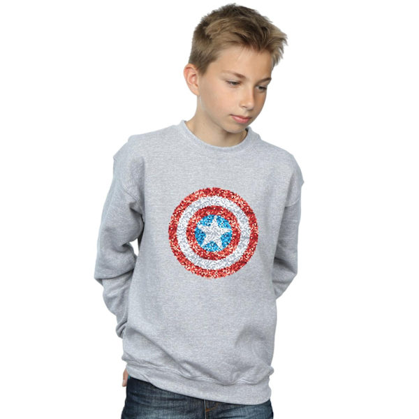 Marvel Boys Captain America Pixelated Shield Sweatshirt 12-13 år Sports Grey 12-13 Years